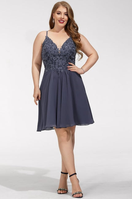 Robe Trapèze Gris Chiffon Élégant - gallery 6
