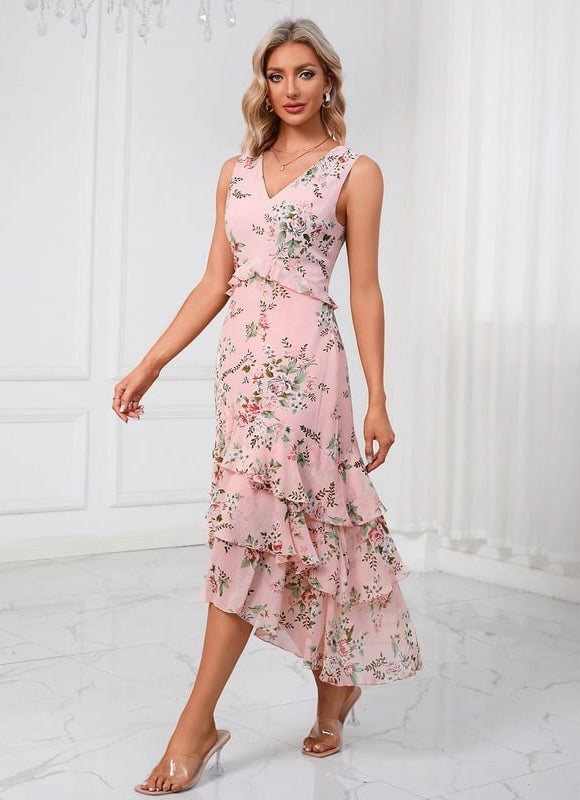 Robe Trapèze Florale Marine - gallery 6