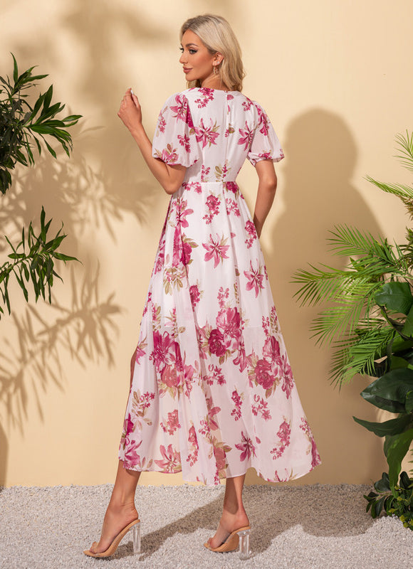 Robe Trapèze Nuit Fleurie Asymétrique