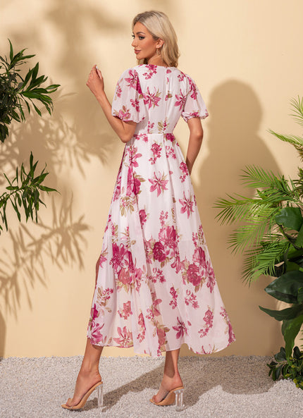 Robe Trapèze Nuit Fleurie Asymétrique