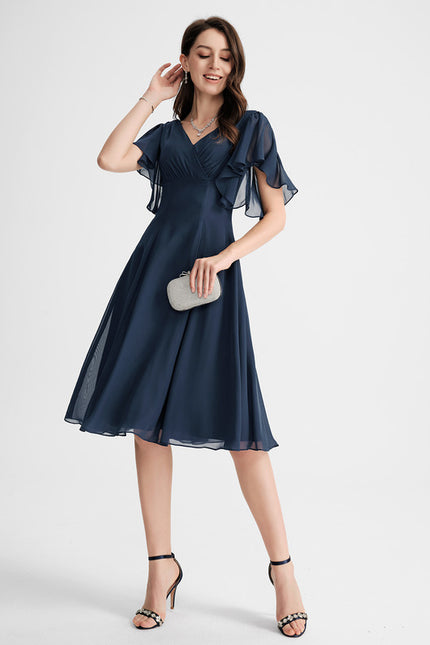 Robe Trapèze Drapé Élégant Chic
