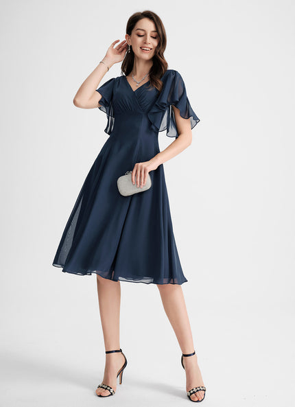 Robe Trapèze Drapé Élégant Chic