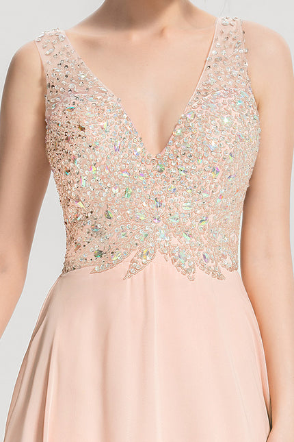 Robe Trapèze Éclat Pêche Satiné - gallery 1