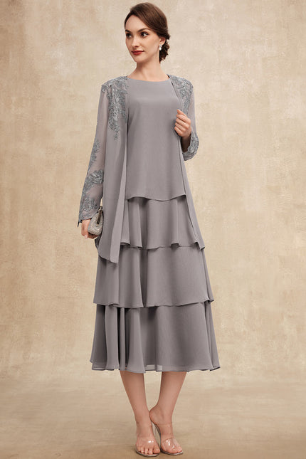 Robe Trapèze Grise Volante - gallery 3