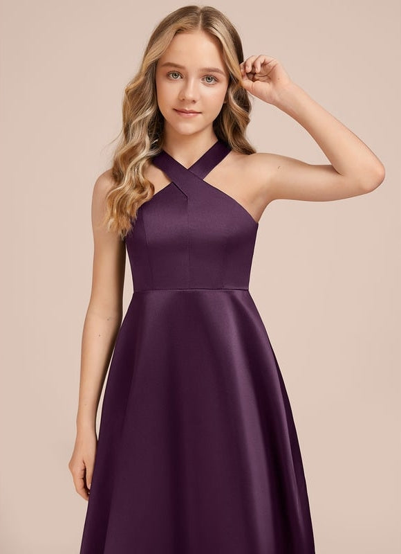 Robe Trapèze Satinée Prune - gallery 3