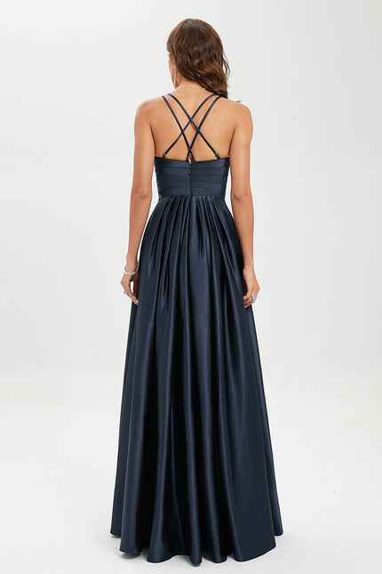 Robe Trapèze Éclat Satiné Doré - gallery 4