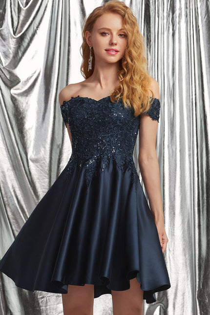 Robe Trapèze Satinée Ébène - gallery 1