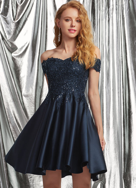 Robe Trapèze Satinée Ébène - gallery 1