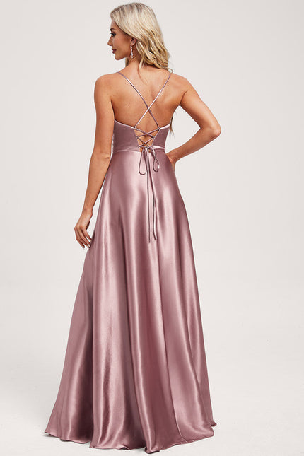 Robe Trapèze Satin Doré Élégante - gallery 4