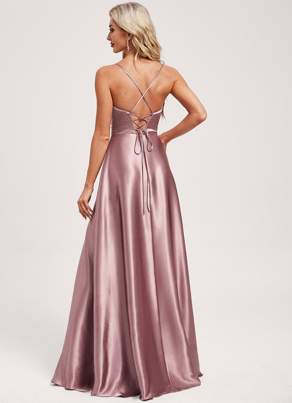 Robe Trapèze Satin Doré Élégante - gallery 4