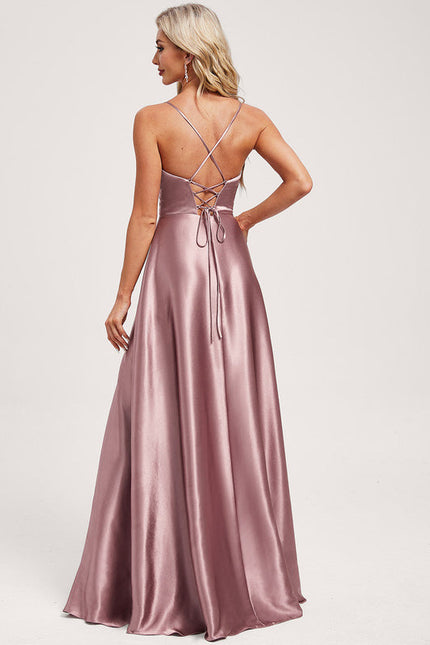 Robe Trapèze Satin Doré Élégante - gallery 4