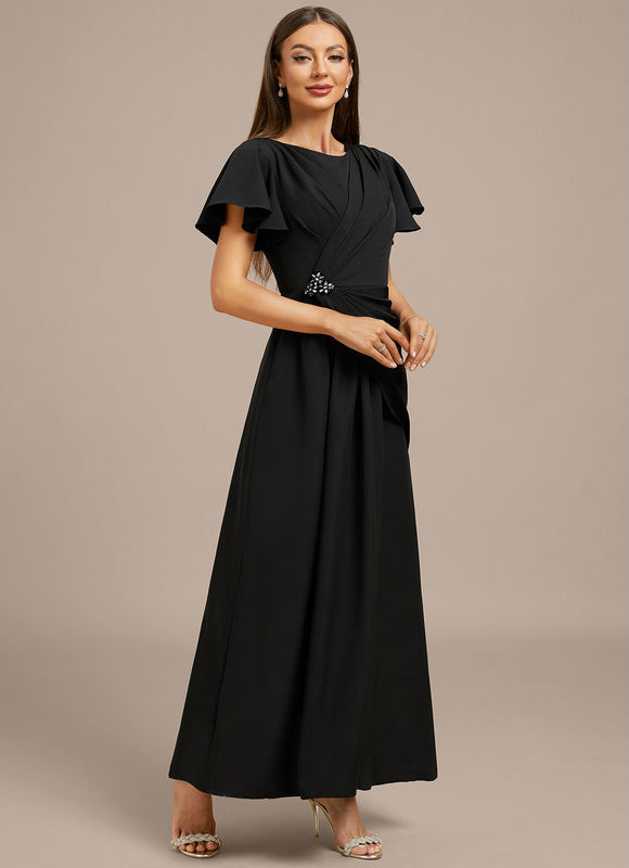 Robe Trapèze Élégante Noir Satiné - gallery 4