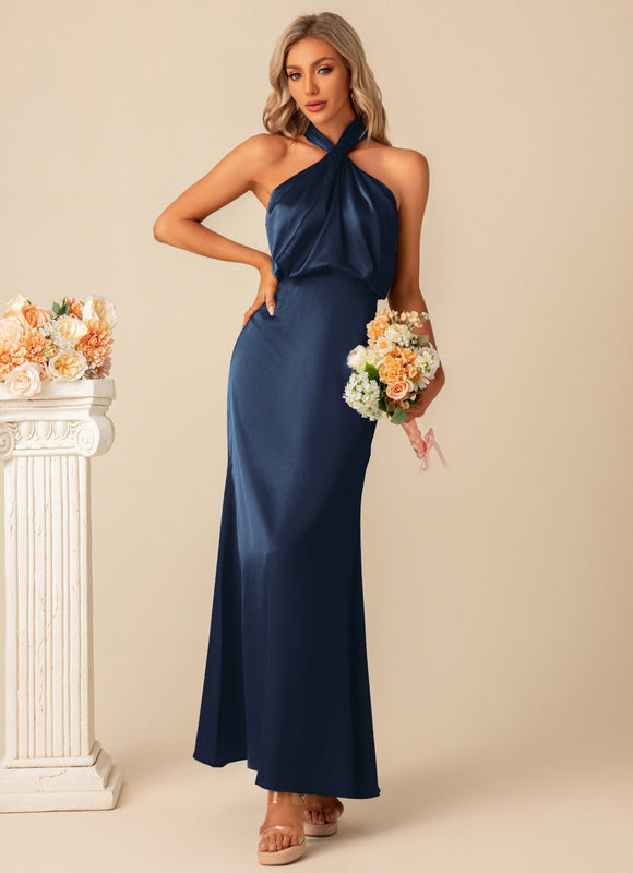 Robe Trapèze Satin Luxe Halter - gallery 8