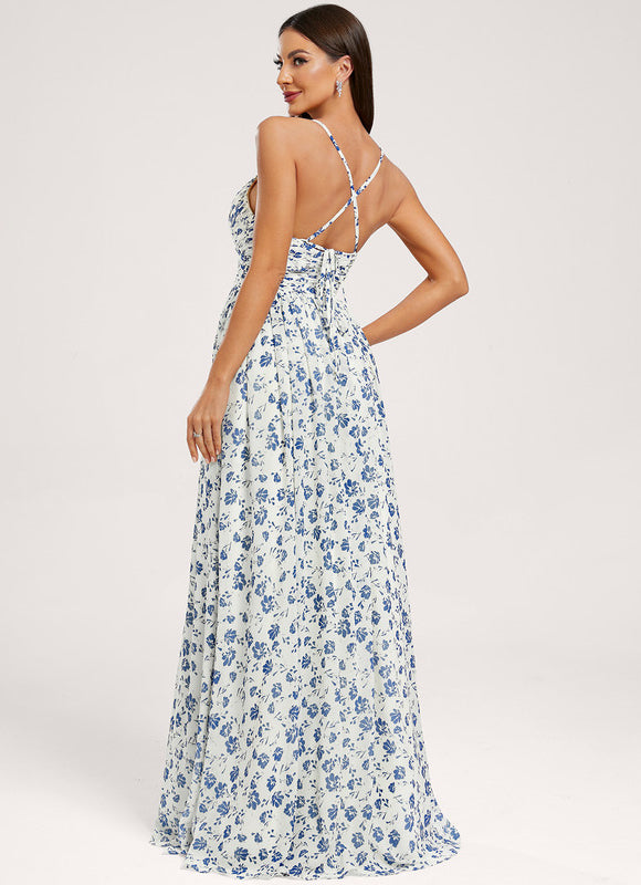 Robe Trapèze Longue Beige Élégante - gallery 4