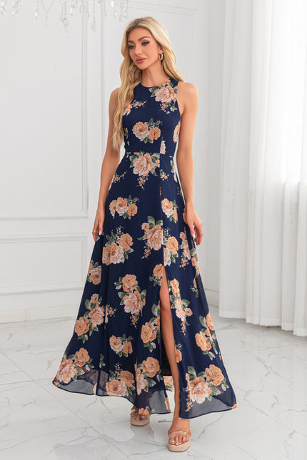 Robe Trapèze Fleur Marine Chic