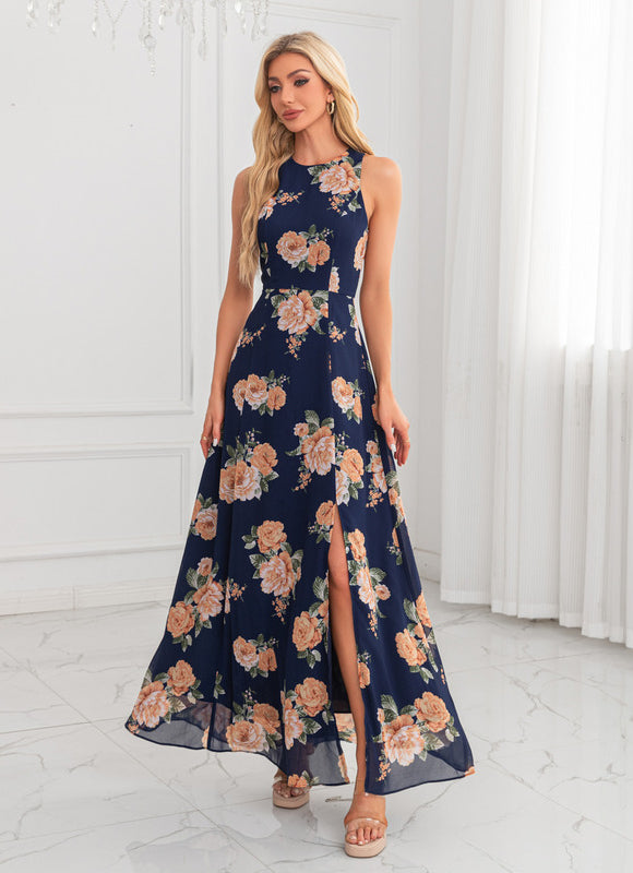 Robe Trapèze Fleur Marine Chic