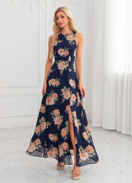 Robe Trapèze Fleur Marine Chic
