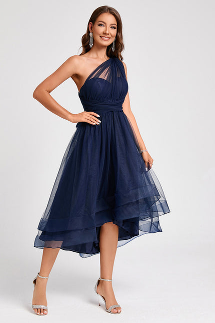 Robe Trapèze Élégance Marine Tulle - gallery 9