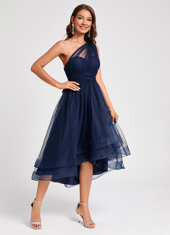 Robe Trapèze Élégance Marine Tulle - gallery 9