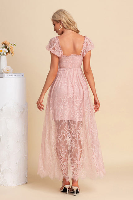 Robe Trapèze Dentelle Rosée - gallery 1