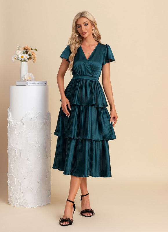 Robe Trapèze Satinée Ondulée - gallery 1