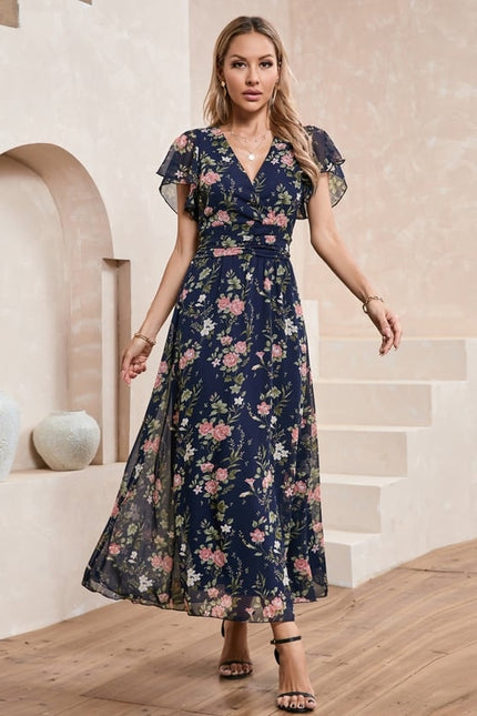 Robe Trapèze Fleurie Nuit - gallery 6