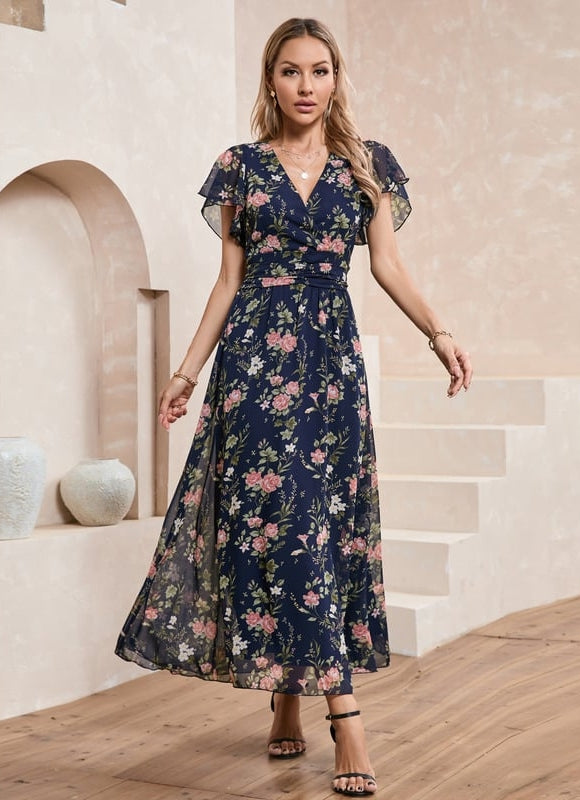 Robe Trapèze Fleurie Nuit - gallery 6