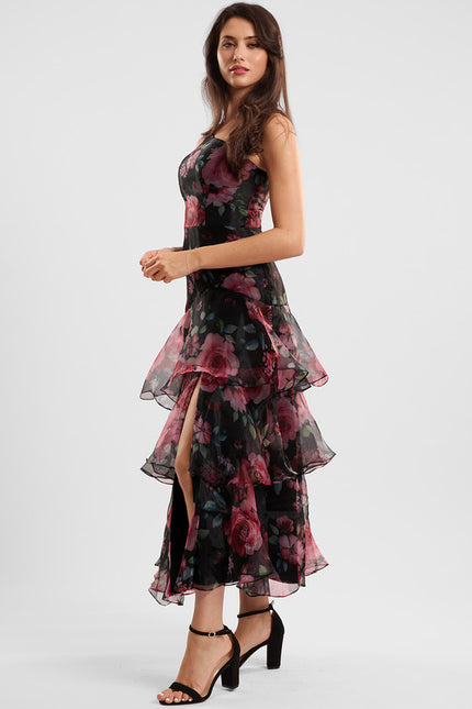 Robe Trapèze Asymétrique Florale - gallery 2