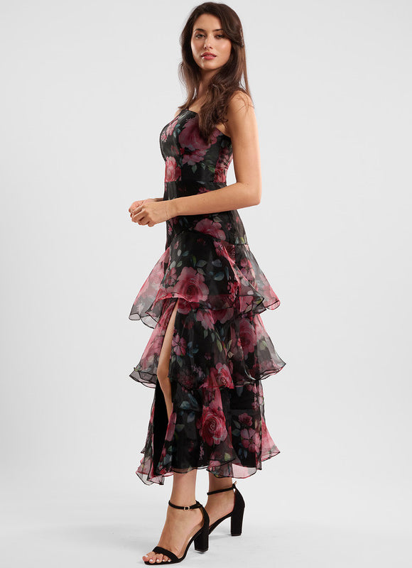 Robe Trapèze Asymétrique Florale - gallery 2