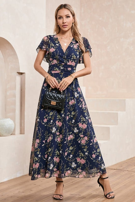 Robe Trapèze Fleurie Nuit - gallery 5