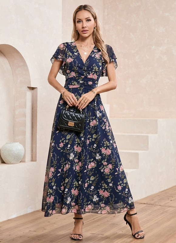 Robe Trapèze Fleurie Nuit - gallery 5