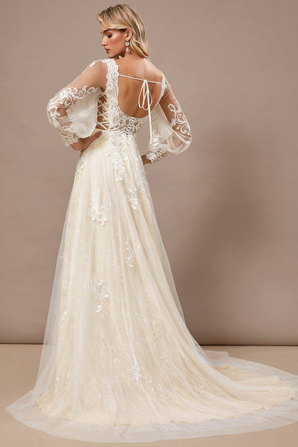 Robe Trapèze De Mariée Éthérée - gallery 6