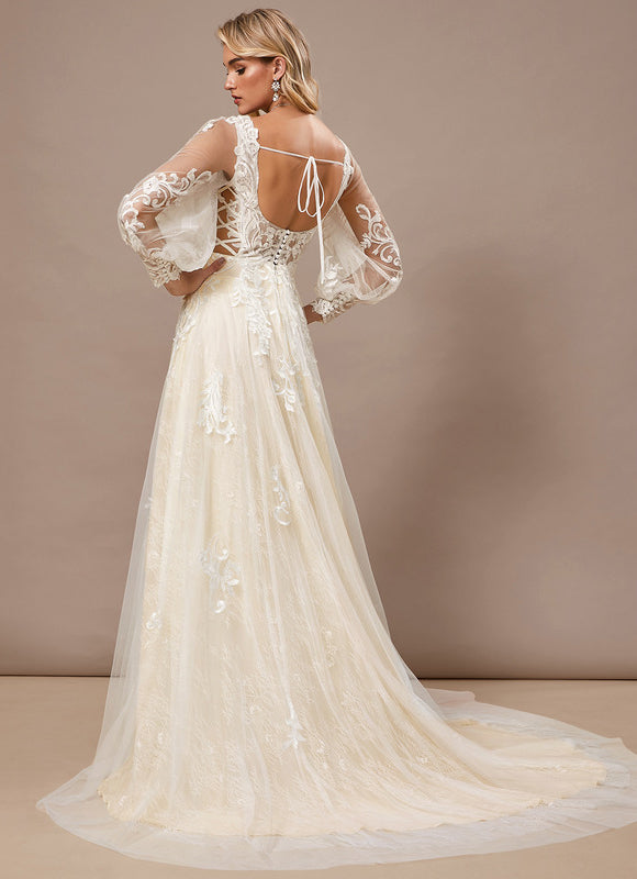 Robe Trapèze De Mariée Éthérée - gallery 6