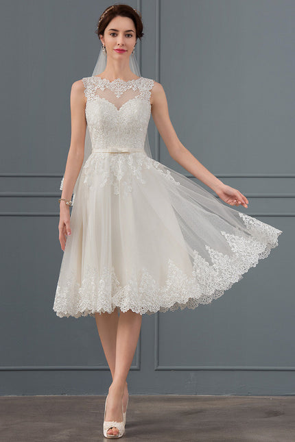Robe Trapèze Ivoire Dentelle Satin Tulle