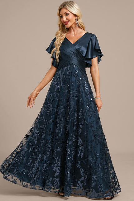 Robe Trapèze Satinée À Manches Flottantes - gallery 2