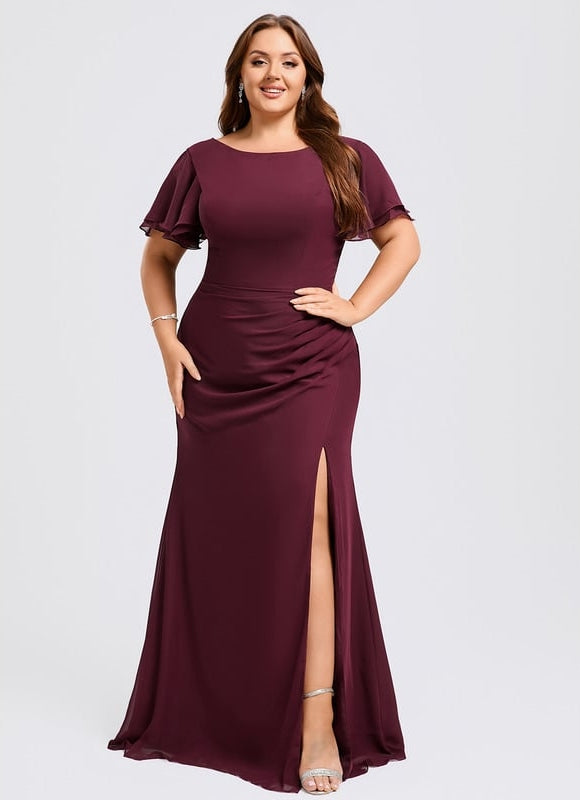 Robe Trapèze Bordeaux Fluide - gallery 7