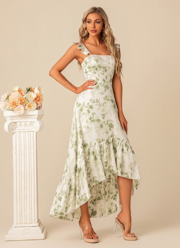 Robe Trapèze Fleurie Élevée - gallery 1