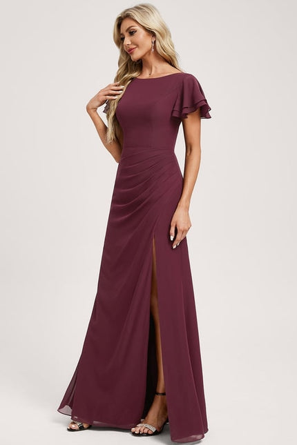 Robe Trapèze Bordeaux Fluide - gallery 3