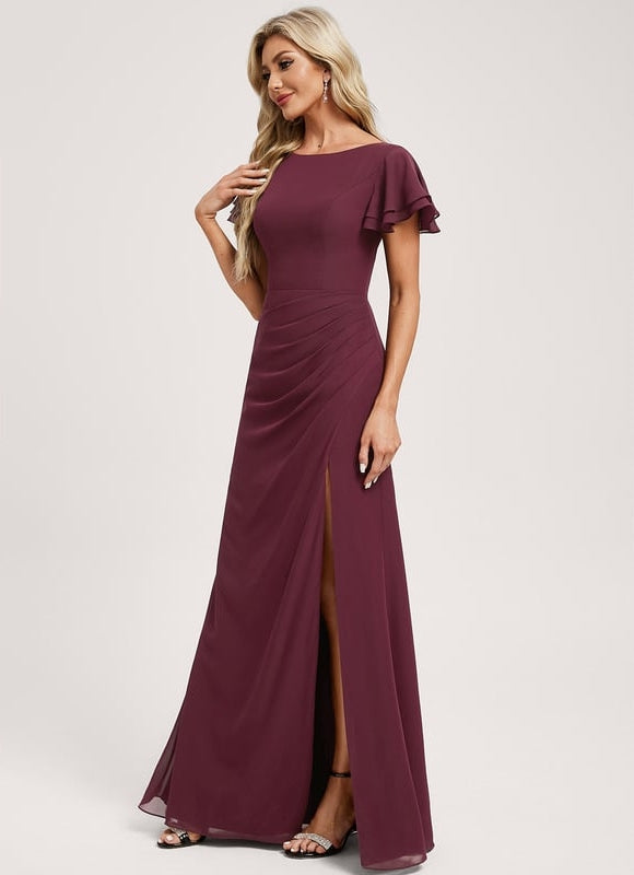Robe Trapèze Bordeaux Fluide - gallery 3