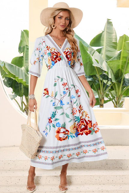 Robe Trapèze Élégance Marine Florale