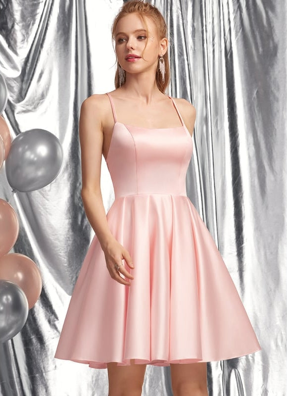 Robe Trapèze Rêve Rosé Satiné - gallery 2