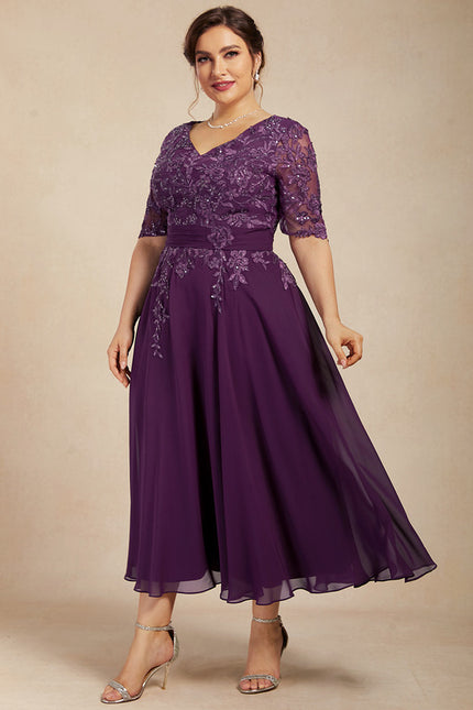 Robe Trapèze Violet Éclat Satiné - gallery 9