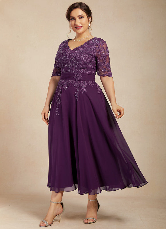 Robe Trapèze Violet Éclat Satiné - gallery 9