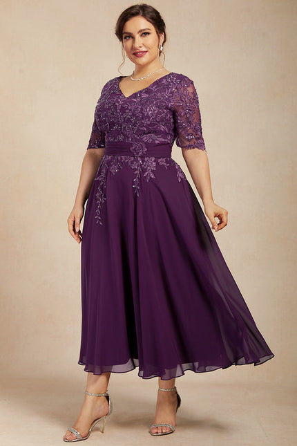 Robe Trapèze Violet Éclat Satiné - gallery 9