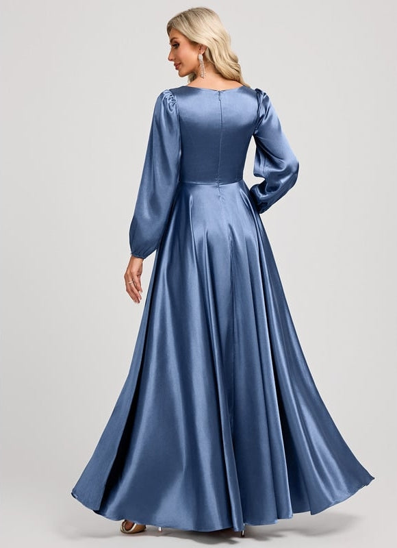 Robe Trapèze Satin Doré Élégante - gallery 5