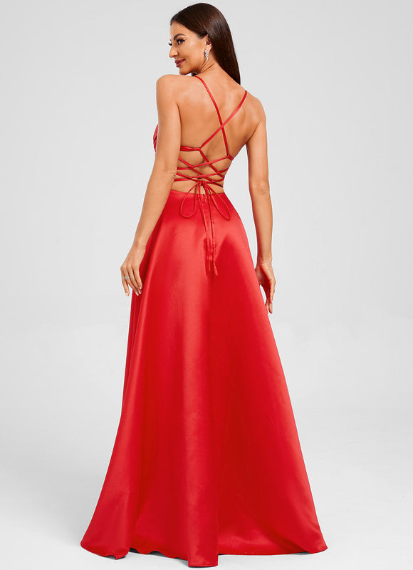Robe Trapèze Éclat Rubis Flottant - gallery 1