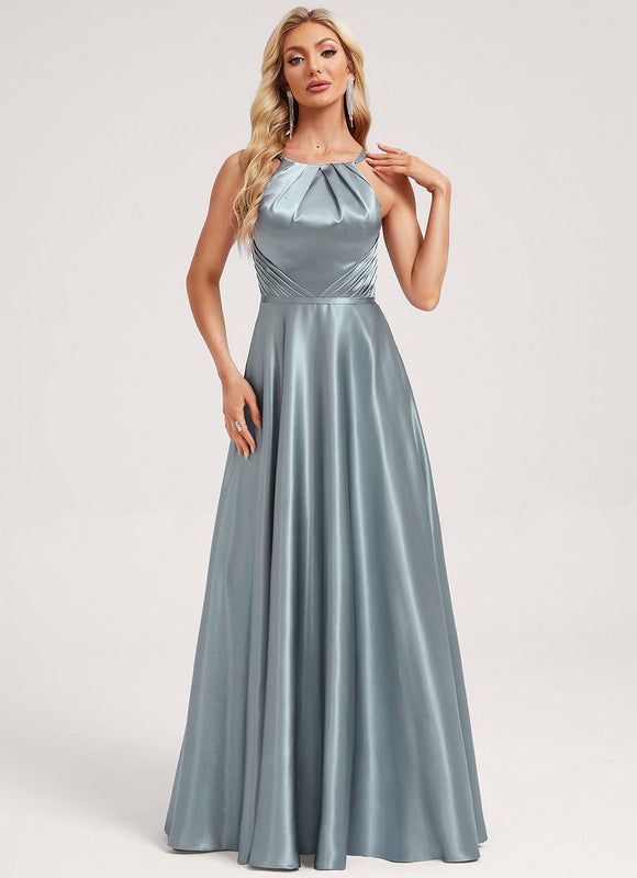 Robe Trapèze Satinée Azur - gallery 1