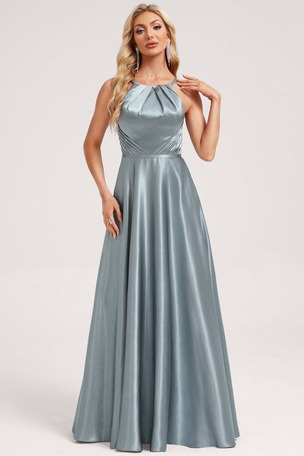 Robe Trapèze Satinée Azur - gallery 1
