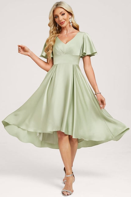 Robe Trapèze Vert Pâle Élégante - gallery 2