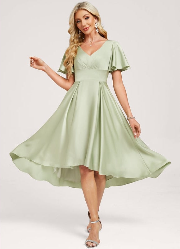 Robe Trapèze Vert Pâle Élégante - gallery 2